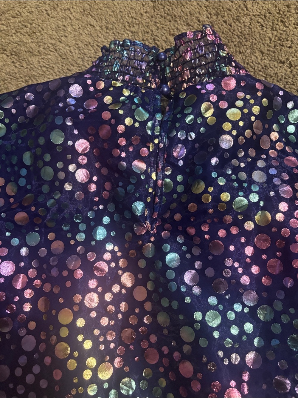 Ashley Stewart Purple Iridescent Polka Dot Blouse, Size 18 - Picture 5 of 6